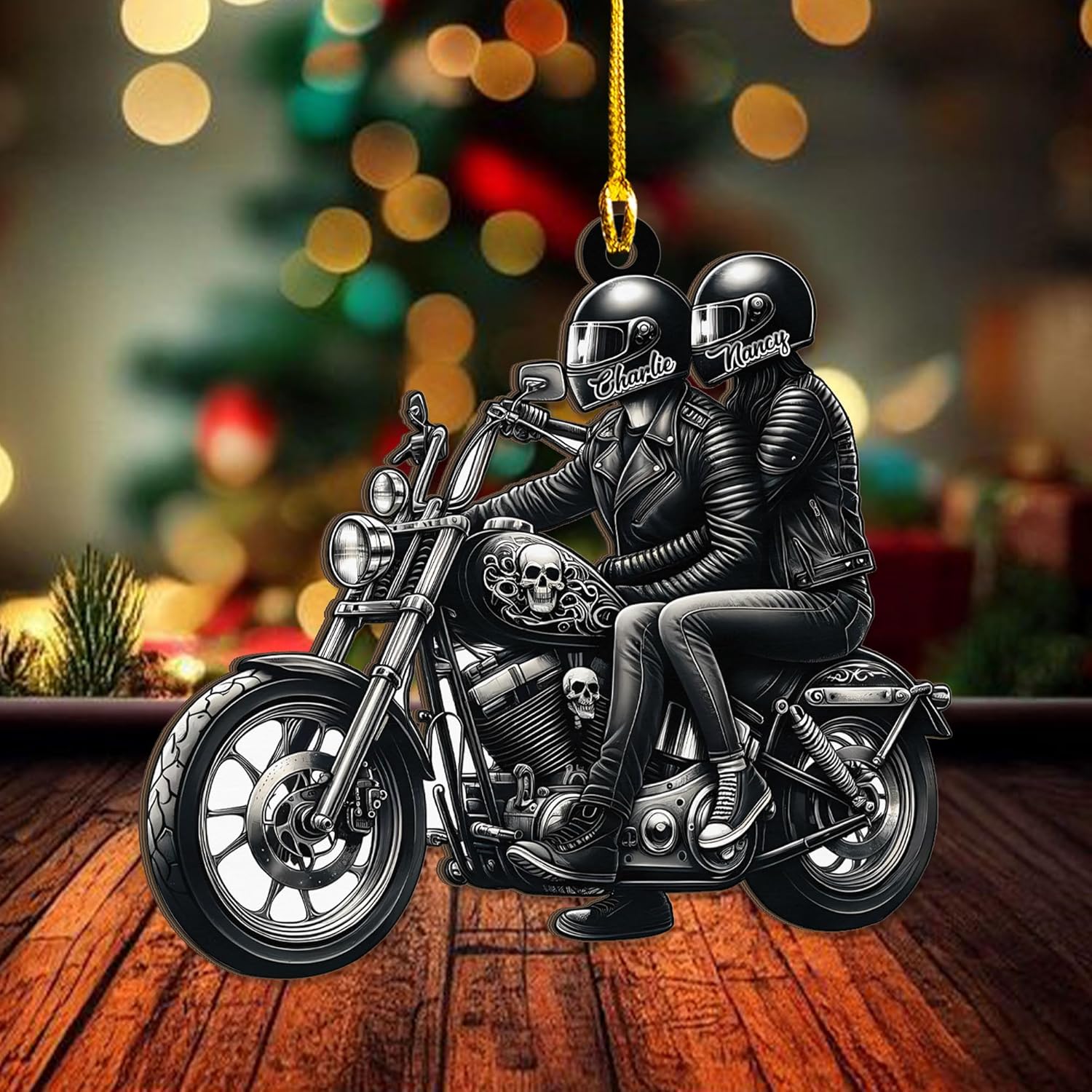 Personalized Couple Motorcycle Christmas Tree Ornaments, Dirt Bike Ornament, Custom Motocross Ornament, Motorcycle Flat Christmas Ornament 2024 Gifts Xmas (M9)