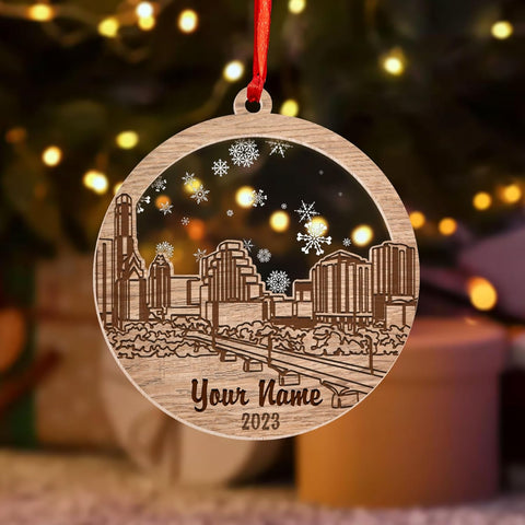 MAPrints Personalized Texas Wood and Acrylic Ornaments, Texas Christmas Keepsake Holiday, America State Ornament, Texas State Christmas Ornament, Texas Map Ornament, Christmas Tree Decorations (TX 5)