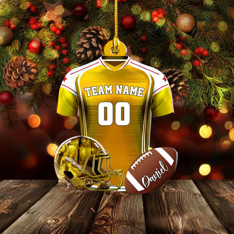 Piratify Personalized Name Football Ornaments 2024, Customized Football Christmas Ornaments Wood, Acrylic Ornament Christmas Tree Hanging Ornament Pine Tree Decorations for Football Team (FB9)