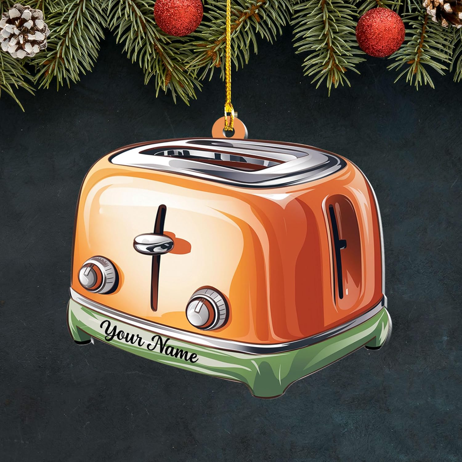 Personalized Toaster Christmas Ornament, Christmas Tree Decor, Loved Kitchen Toaster Ornament, Christmas Hanging Ornament Gift (Acrylic, Style 3)