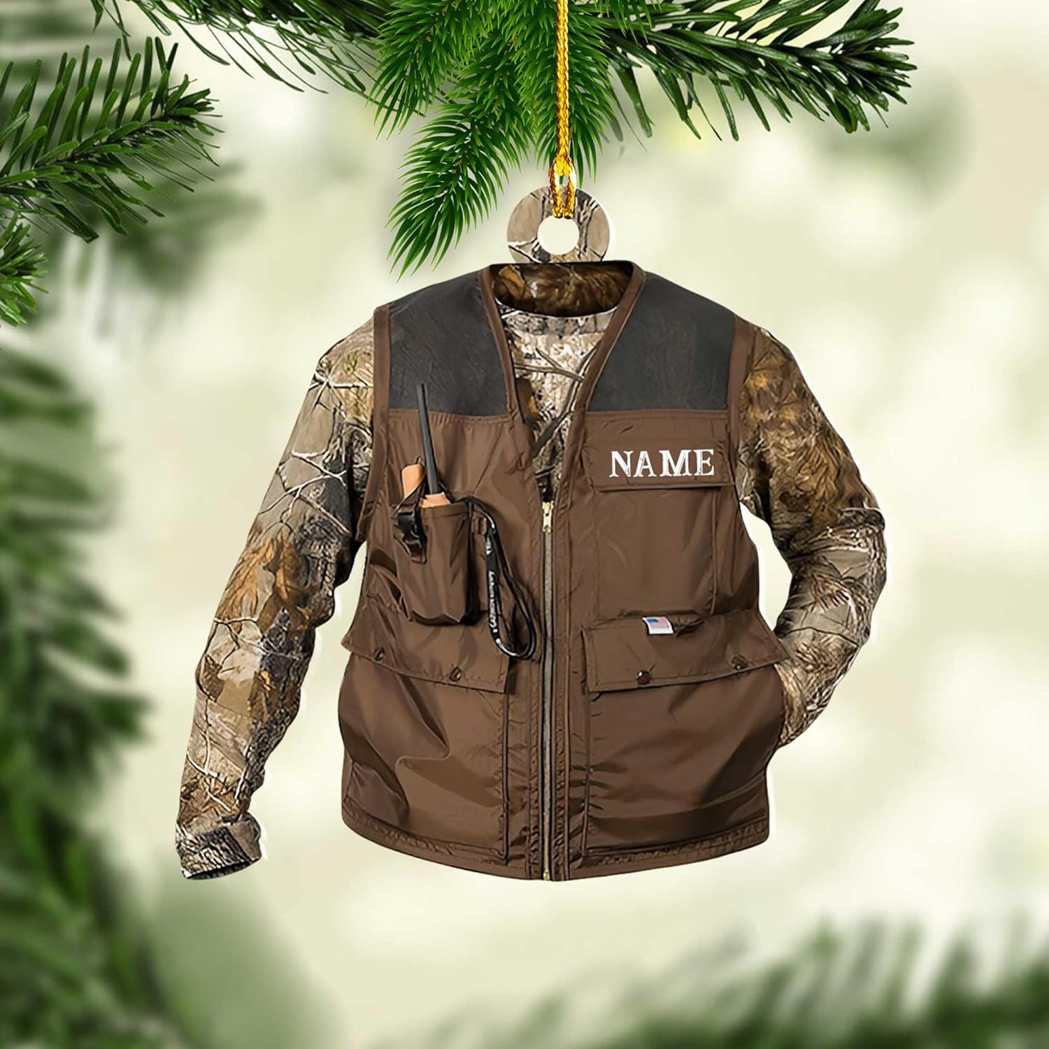 mostprints Personalized Hunting Ornament, Hunter Vest Ornament, Hunting Christmas Ornament, Hunter Christmas Ornament Hanging Tree Decor, Christmas Hunting Gifts (Hunting 3)