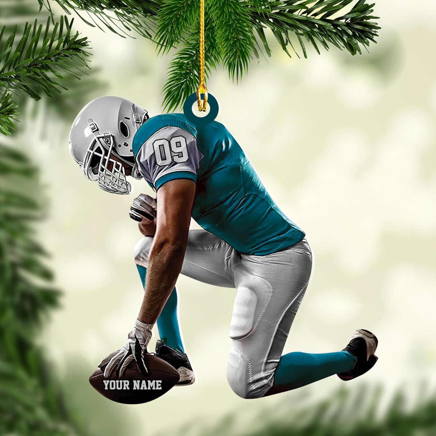 Artparel Personalized Football Ornament Customized Football Christmas Ornaments Football Ornament Christmas Hanging Décor Gift for Football Fans Football Gifts Gift for Football Player (FB 5)