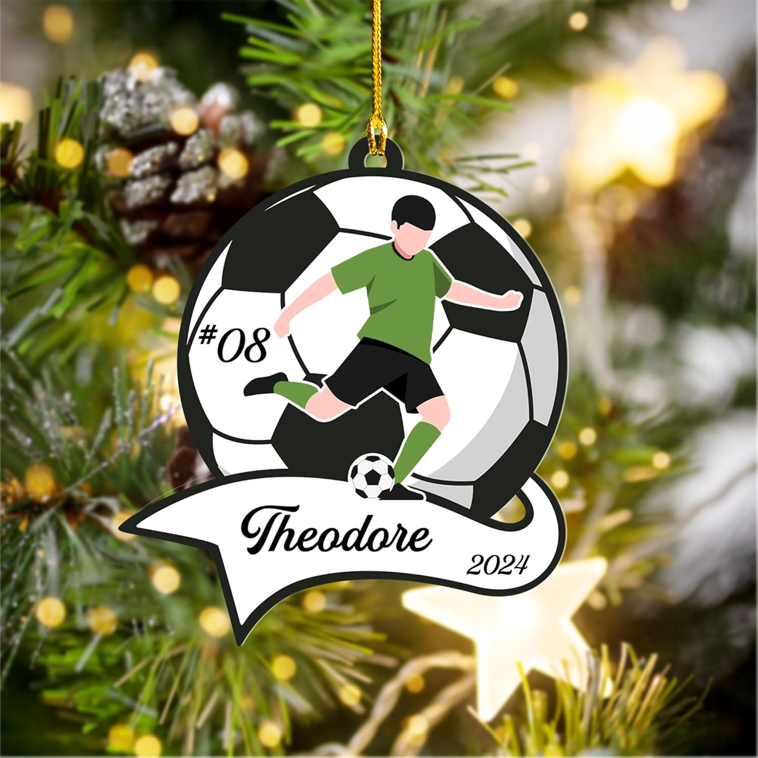 Personalized Soccer Ornaments Soccer Christmas Ornament,Soccer Ornaments for Christmas Tree Soccer Christmas Ornaments for Boys Girls, Custom Soccer Jersey Shoes Ornament (Style 1)