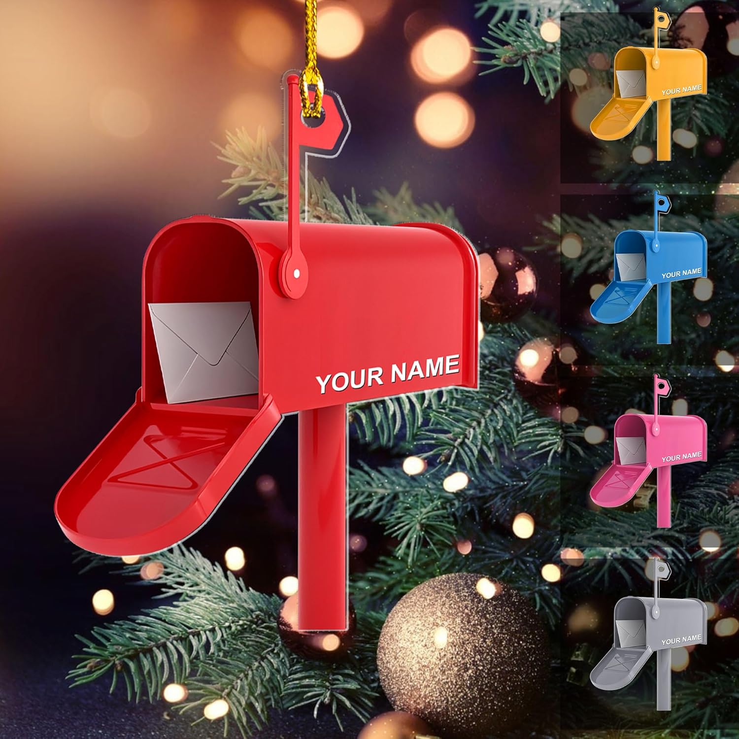 Artparel Custom Mailbox Ornament 2024 Mailbox Christmas Ornaments Post Office Christmas Ornaments Mailbox for Xmas Postal Christmas Ornaments Mailbox Personalized Christmas Tree Ornament (MB7)