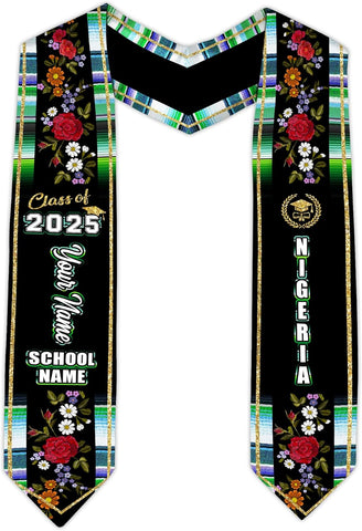 Pretyprints Custom Nigerian Graduation Sash, Nigeria Graduation Stole Customize, Nigerian American Flag Graduation Sash 2025
