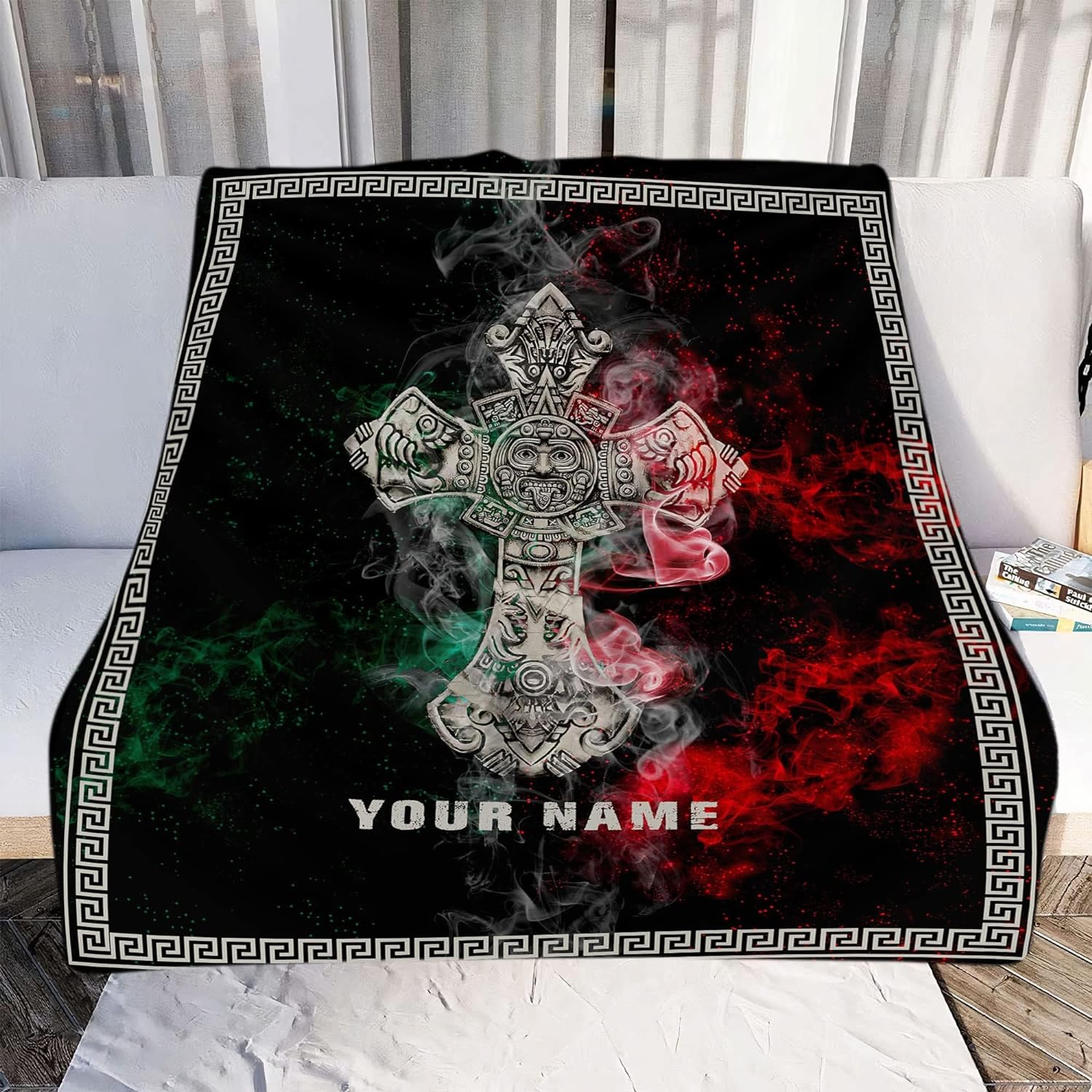 Personalized Name Mexico Blanket for Men and Women, Customized Mexico Blankets, Mexico Flag Mexican Flag Blanket Funny Gift Fuzzy Plush Soft Micro Fleece Sherpa Blanket Bed Throw (BLMX10)