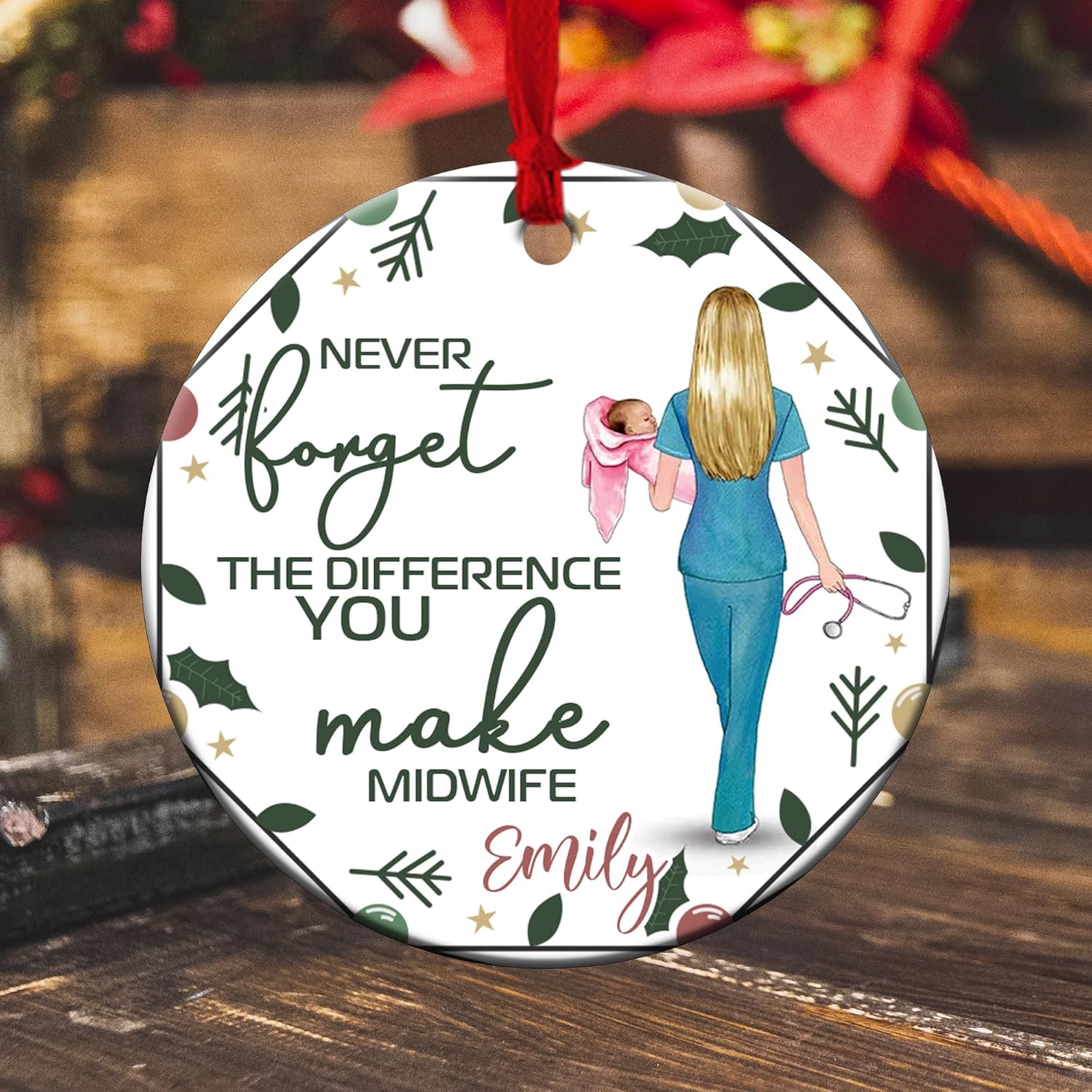 MAPrints Personalized Obstetrician Or Midwife Christmas Ornament, Midwife Christmas Ornament, Thank You Gift for Midwife Ornament, Midwife Retirement Ornament, Midwife Appreciation Gift (MW 7)