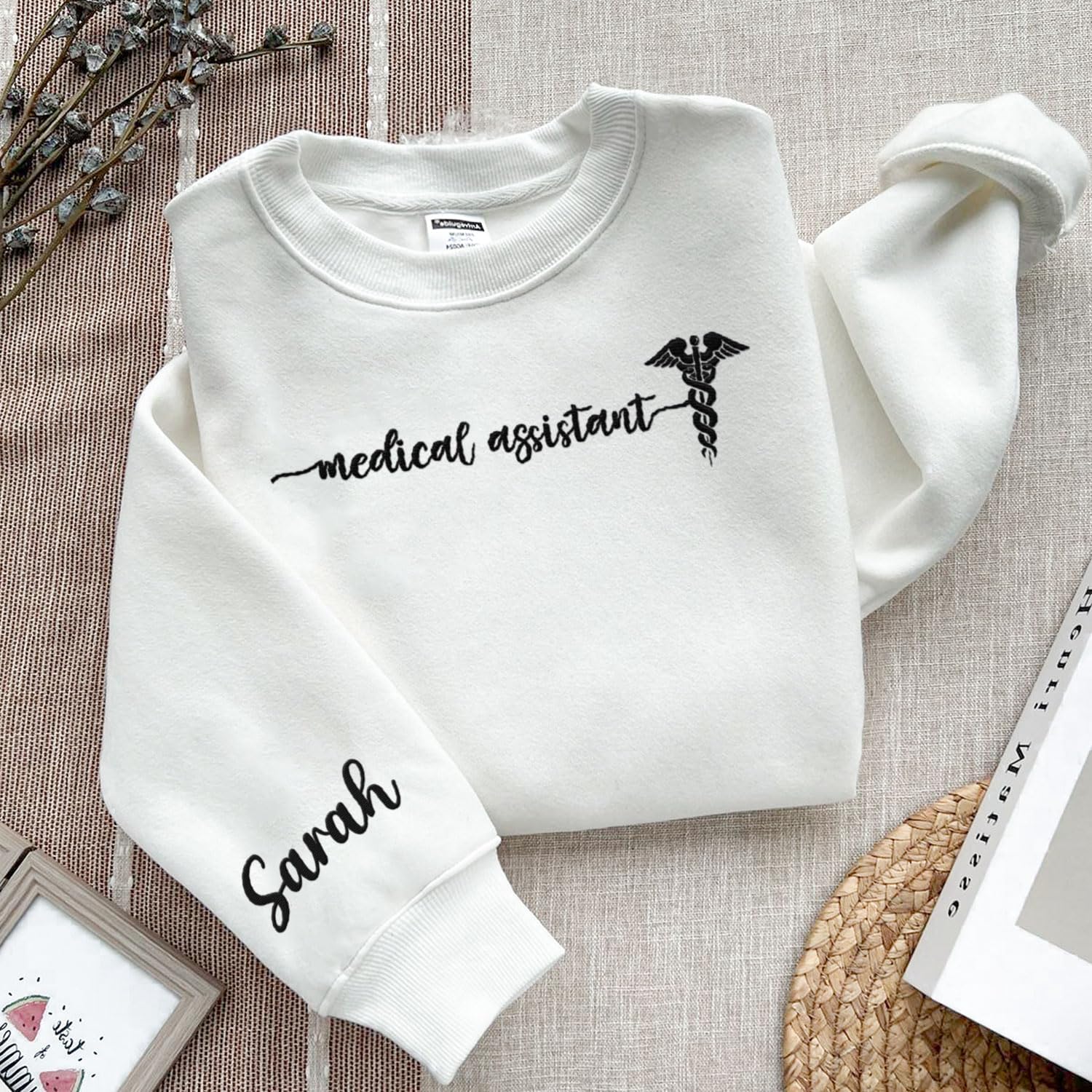 Custom Medical Assistant Embroidered Sweatshirt for Women, MA Nurse Crewneck, Medical Assistant Shirts Gift for Nurse