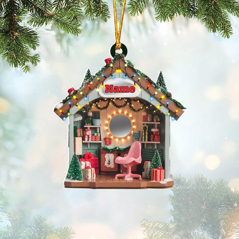 Personalized Hair Salon 2D Flat Acrylic Ornament, Hair Salon Christmas Decor, Hairstylist Christmas Ornament, Hairdresser Gift Beautician for Hair Stylist Hairdresser Christmas (1, HSL2)