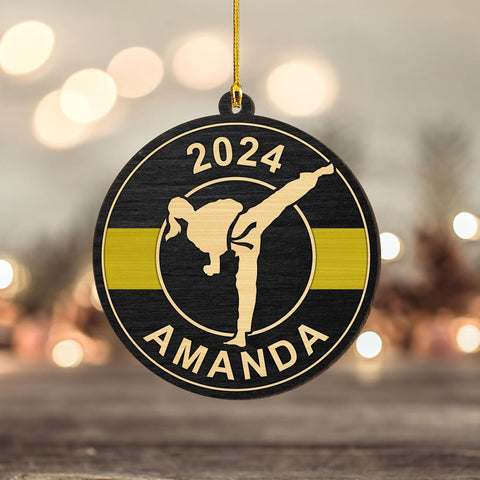 Artparel Personalized Karate Ornament Karate Uniform Ornaments Gifts for Karate Lovers Karate Gift Christmas Ornament 2024 Taekwondo Ornament Jiu Jitsu Ornament Gift for Karate (KRT11)