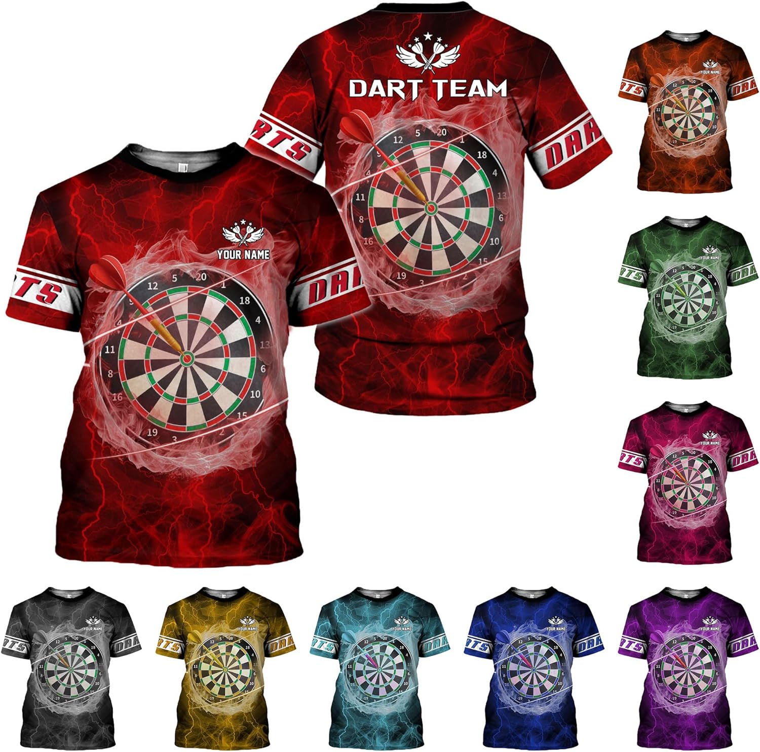 HomeDesign Personalized Dart Shirts, Darts Shirts for Men, Dart Jerseys for Teams, Dartboard Players Shirt Darts Board Gift