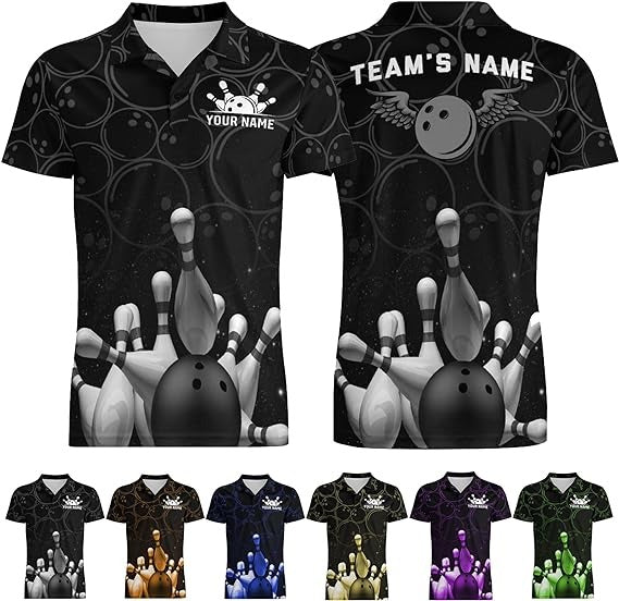 Mostprints Custom Bowling Shirts 3D Polo Shirts Customize Your Name Team Name Personalized Bowling Polo Shirts Jerseys for Men Women