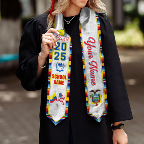 Pretyprints Ecuador Graduation Stole, Ecuadorians American Flag Graduation Sash 2025, Ecuadorians Graduation Sash