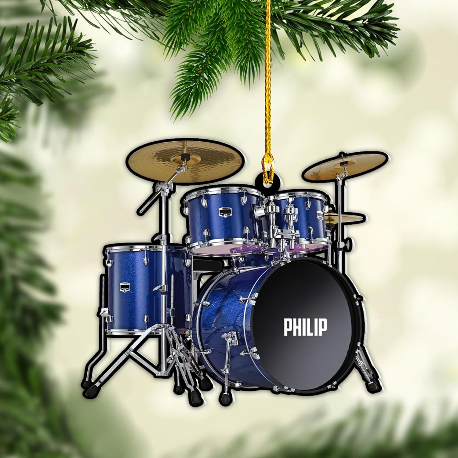 Parvii Personalized Drum Acrylic Ornament, Drum Christmas Ornament, Drums Ornament, Drum Ornaments for Christmas Tree, Gift for Drummer, Drum Players, Christmas Decorations Ornaments (Drum 1)