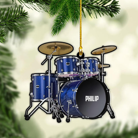 Parvii Personalized Drum Acrylic Ornament, Drum Christmas Ornament, Drums Ornament, Drum Ornaments for Christmas Tree, Gift for Drummer, Drum Players, Christmas Decorations Ornaments (Drum 1)