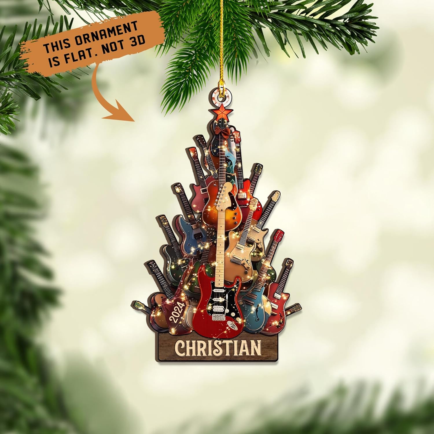 Personalized Guitar Ornament, Electric Guitar Ornament, Guitar Christmas Ornaments 2024, Acoustic Guitar Christmas Ornament, Guitar Christmas Ornaments Guitarist Gift Musical Instruments Xmas (G22)
