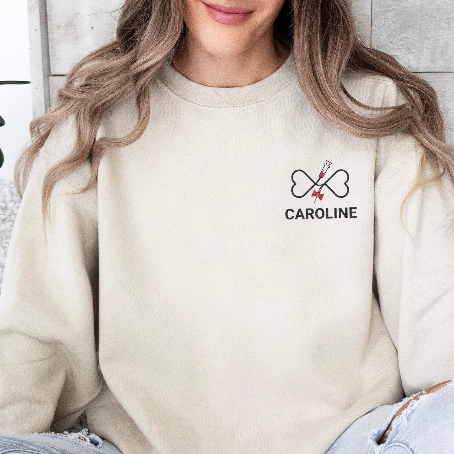 Leeprints Personalized Phlebotomist Embroidered Sweatshirt USA Phlebotomy Nurse Syringe Hospital Hoodie Phlebotomy Tech