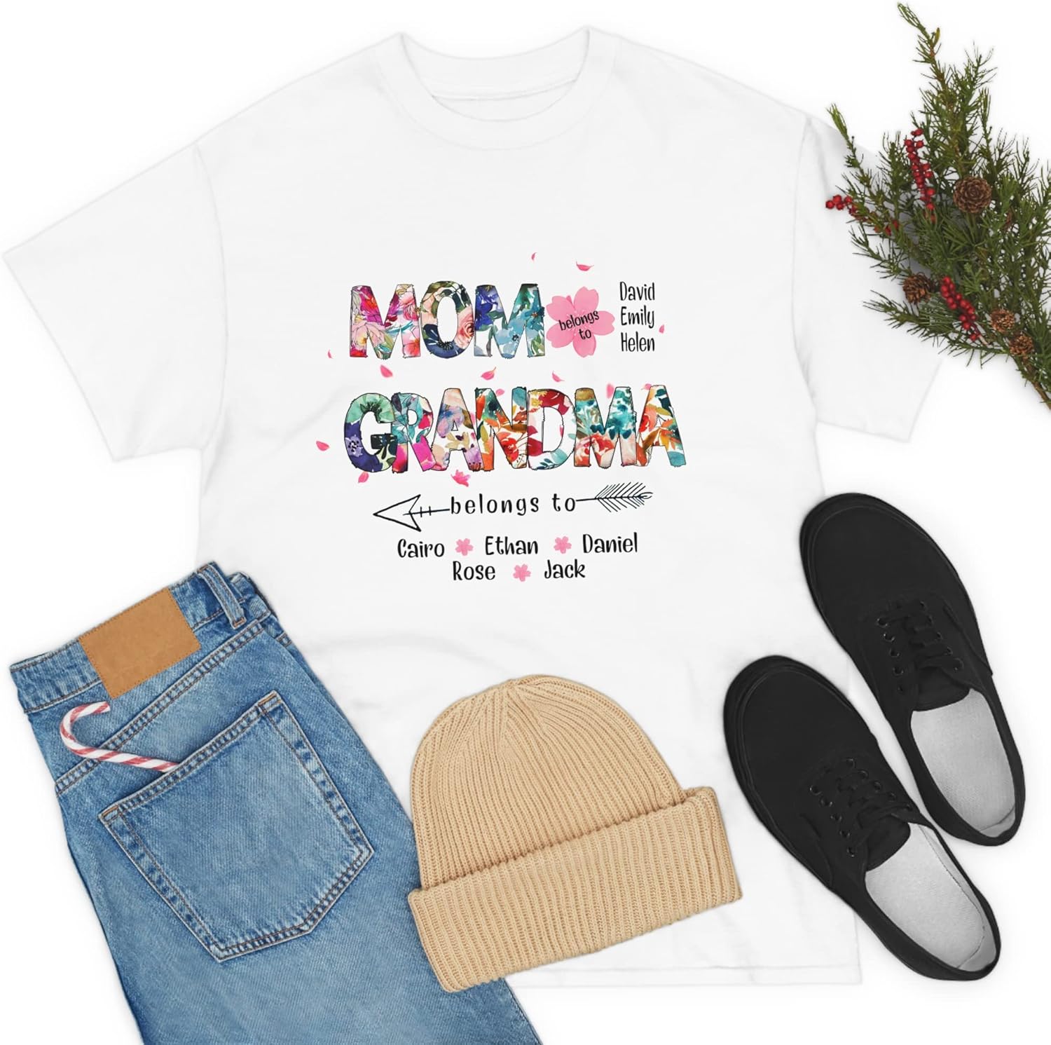 Personalized Mother's Day Tee, Mom and Grandma Belong to Kids, Grandkids Names Shirt for Nana Mimi Mom Grandma Mamaw