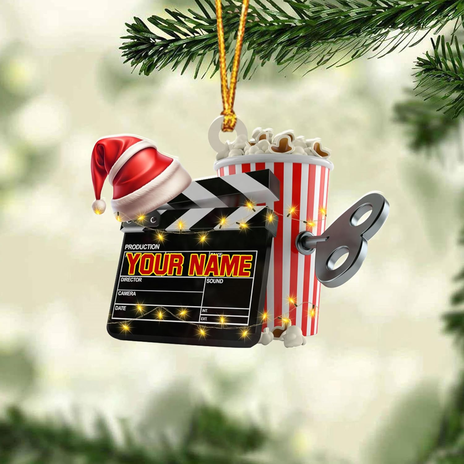 AOVL Personalized Film Clapboard Ornament Movie Clapper Christmas Ornaments Film Clapboard Ornament Film Clapper Ornament Director Clapboard Christmas Ornament Movie Clapperboard Theater (FilmH1)