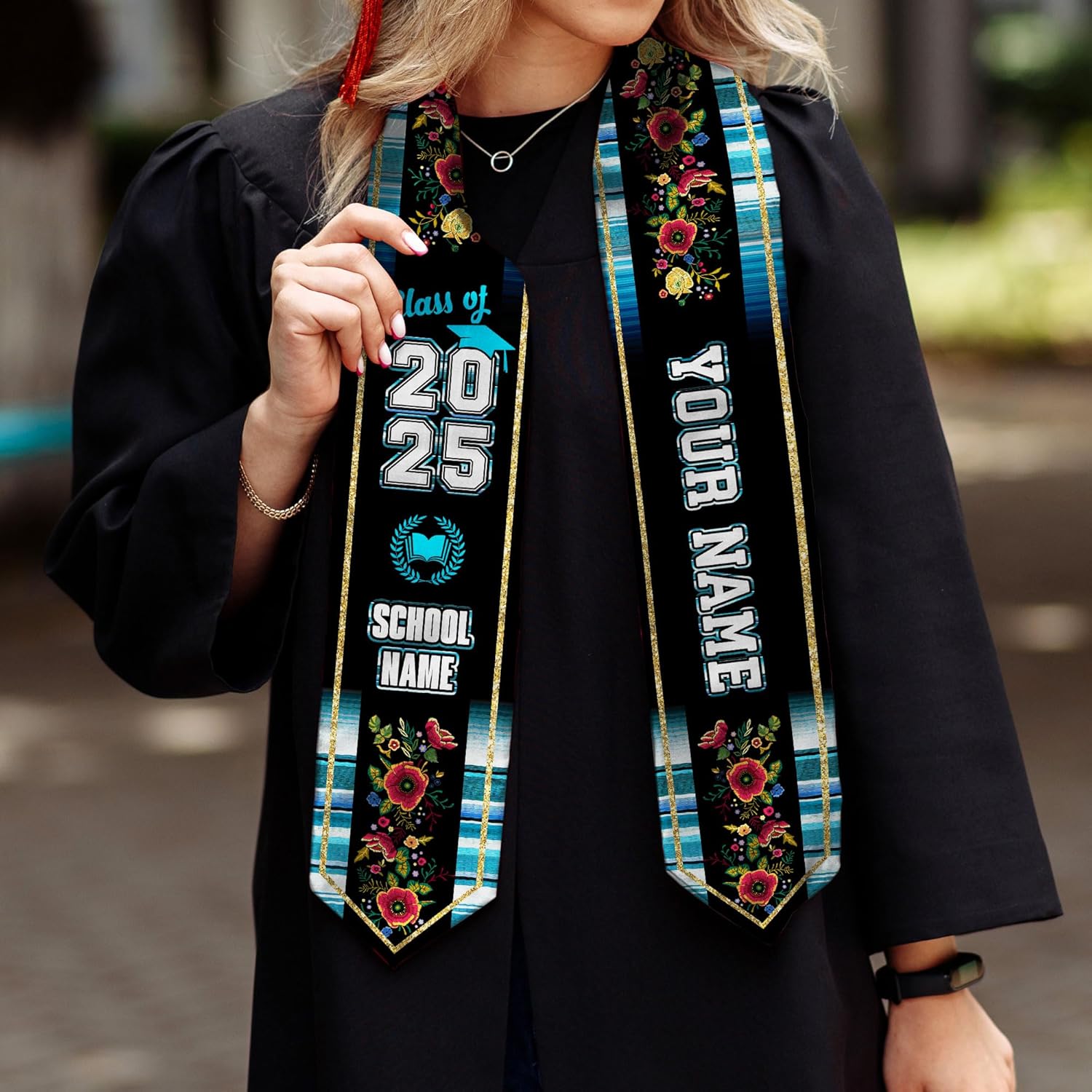 Pretyprints Honduran Graduation Sash, Custom Honduran American Flag Graduation Sash 2025, Honduras Graduation Stole
