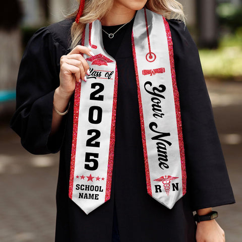Pretyprints Custom Nurse Sash Graduation, RN Graduation Stole Gifts for Friends Nursing Student Senior Class Of 2025