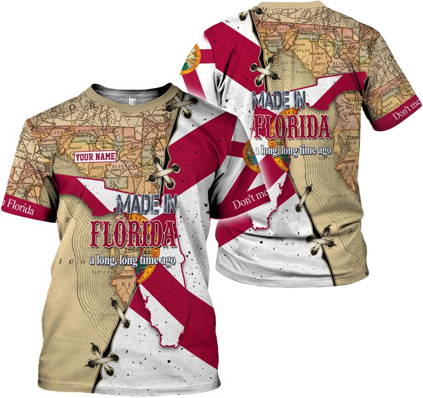 Mostprints Personalized Name Florida Shirt 3D, Florida Flag Shirts Custom for Men Women, Unisex Florida Tshirt S-5XL