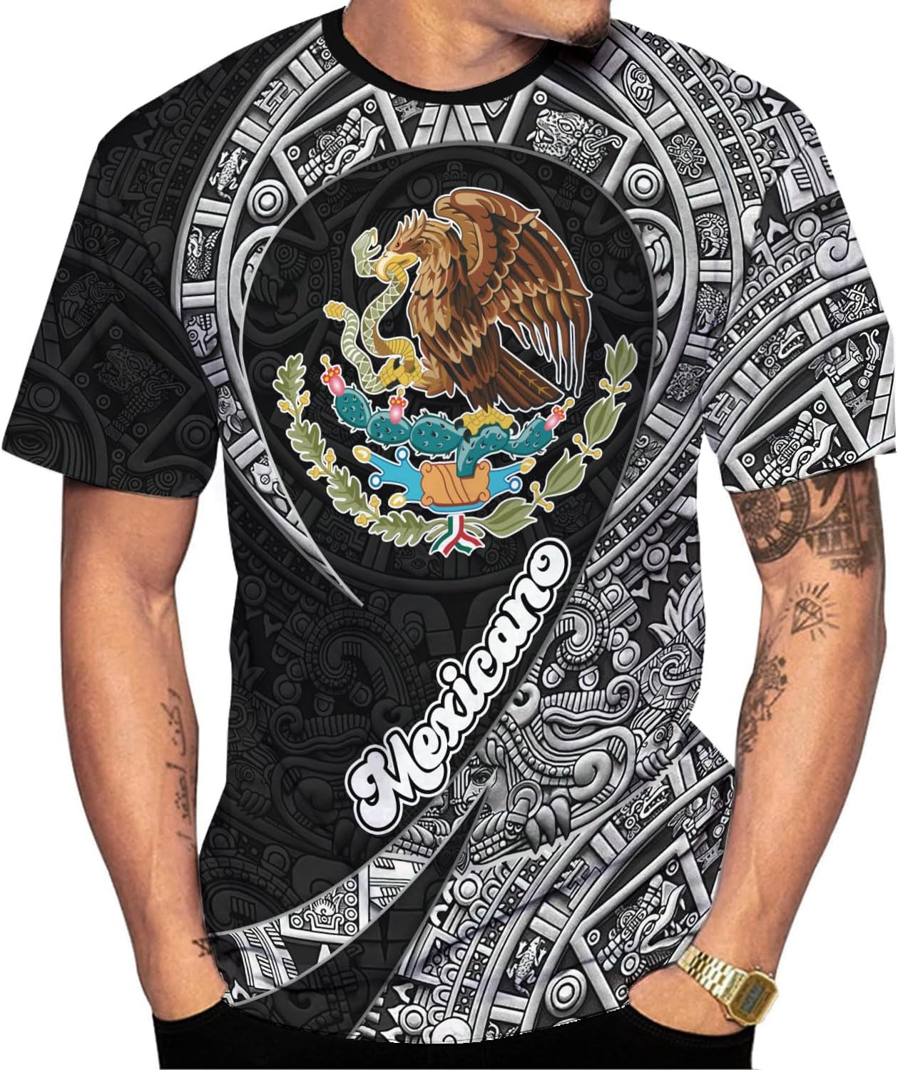 RoyalBro Personalized Mexico Shirt, Camisas de Mexico Customized Mexican Shirts Mexican Flag Mexico 3D Shirt for Men Women
