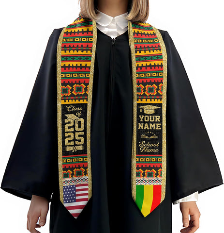 African American Graduation Sash, Graduation Stole Customize, African Graduation Sash, Graduation Stole Class of 2025