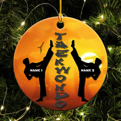 MAPrints Personalized Taekwondo Ceramic Ornament, 2024 Christmas Ornament Gifts, Custom Taekwondo Ornament Christmas Tree Decor, Karate Taekwondo Black Belt Ornament, Martial Arts Gift (TWD 4)