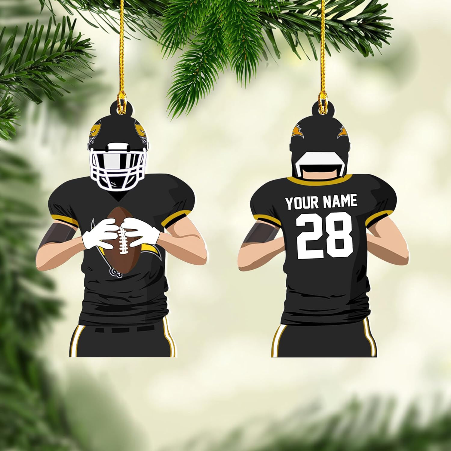 Artparel Personalized Football Ornament Customized Football Christmas Ornaments Football Ornament Christmas Hanging D��cor Gift for Football Fans Football Gifts Gift for Football Player (FB 12)