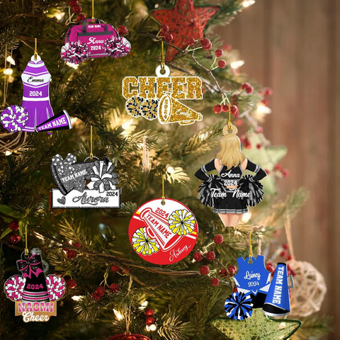 Suseaz Personalized Cheerleader Ornament 2024, Cheerleader Christmas Ornaments, Cheer Christmas Ornament, Cheerleading Ornament 2024, Cheer Ornaments for Christmas Tree (Acrylic, Cheer1)