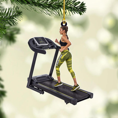 AOVL Custom Treadmill Ornament Tread Mill Ornament for Christmas Xmas Tree Exercise Treadmill for Gymer Fitness Treadmill Exercise Ornament Gift for Weightlifter Fitness Weightlifting Gym (TE4)