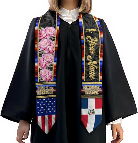 Pretyprints Custom Dominican Sash Graduation, Dominicans Flag Graduation Sash 2025, Dominican Republic Graduation Stole