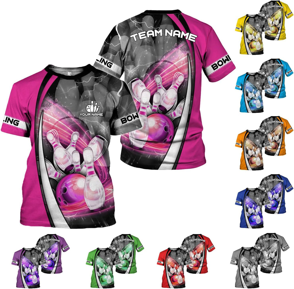 HomeDesign Personalized Name Bowling Shirts for Men & Women, Bowling Shirts for Team Bowling, Bowling Shirts Gift Unisex