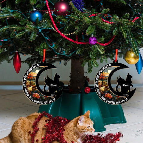 MAPrints Personalized Cat Christmas Ornaments, Cat First Christmas Suncatcher Wood Ornaments, Gifts for Cat Lovers, Cat Memorial Ornament, Forever Loved Cat Keepsake, Cat Loss Gifts (CAT 12+)