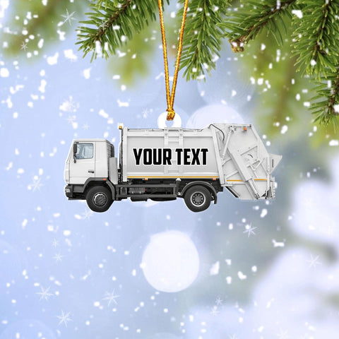AOVL Personalized Garbage Truck Ornament 2024 Green Garbage Truck Ornament Green Garbage Truck Christmas Ornament 2024 Trash Truck Ornament Xmas Custom Garbage Truck Hanging Christmas Ornament (GT2)