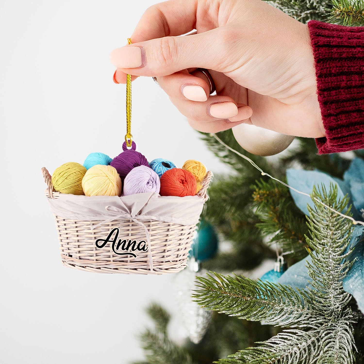 Personalized Knitting Ornaments 2024, Knitting Yarns Custom Knit Ornament Knitting Christmas Ornament, Crochet Ornaments for Christmas Tree, Christmas Gifts for Crocheters, Sewing Ornament (KT13)