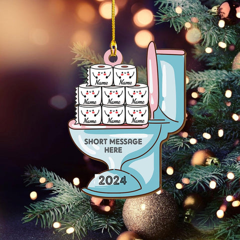 Personalized Toilet Paper Ornament, 2024 Christmas Ornament Toilet Paper, Funny Toilet Paper Roll Ornament, Hanging Glass Toilet Ornaments for Christmas Tree, Gifts for Christmas (Style 8)
