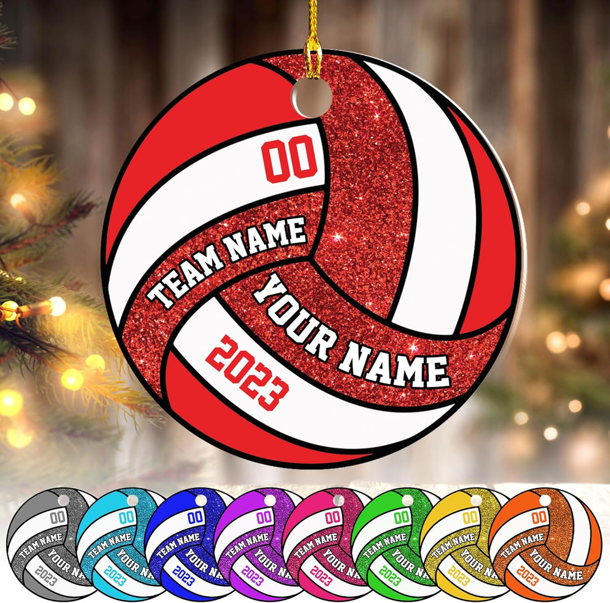 mostprints Personalized Volleyball Ornament, Volleyball Christmas Ornament, Beach Volleyball Gift for Volleyball Players Volleyball Ornament Christmas Tree Volleyball Team Gifts (V11)