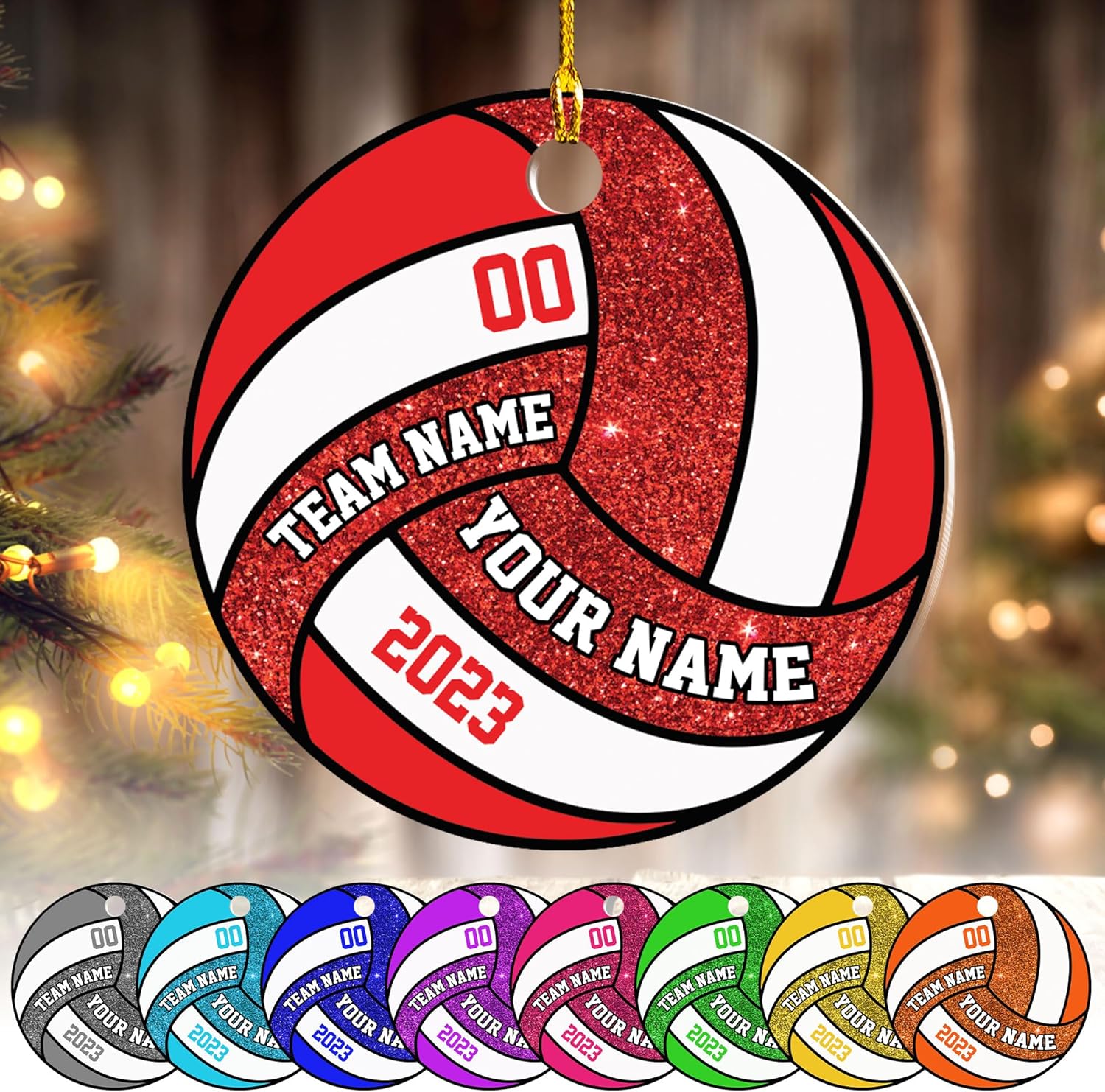 mostprints Personalized Volleyball Ornament, Volleyball Christmas Ornament, Beach Volleyball Gift for Volleyball Players Volleyball Ornament Christmas Tree Volleyball Team Gifts (V12)