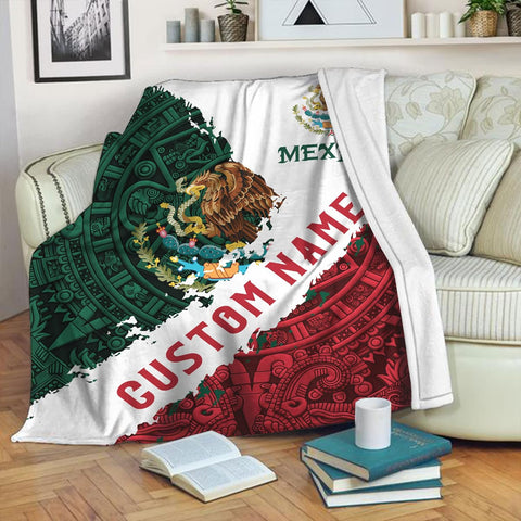 Personalized Name Mexico Blanket for Men and Women, Customized Mexico Blankets, Mexico Flag Mexican Flag Blanket Funny Gift Fuzzy Plush Soft Micro Fleece Sherpa Blanket Bed Throw (BLMX06)