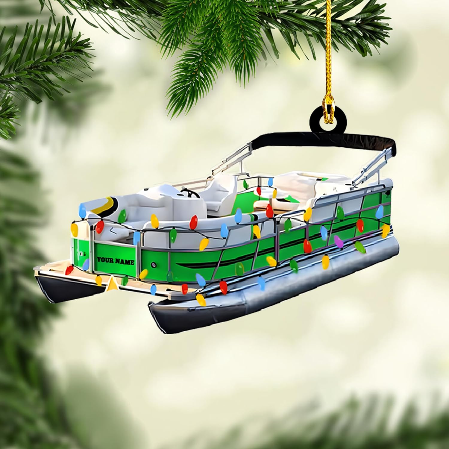 Parvii Personalized Pontoon Boat Ornament, Custom Pontoon Christmas Ornament, Pontoon Boat Christmas Ornament, Pontoon Boat, Christmas Tree Ornament, Custom Pontoon Hanging Ornament (PT 3)