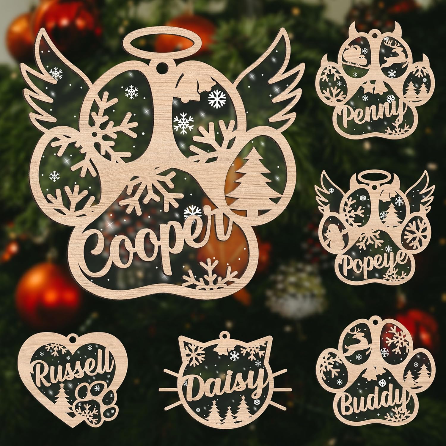 Royal Fight Personalized Dog Cat Paw Ornament Christmas Customized Memorial Dog Ornament for Christmas Tree Dogs Cat Pet Name Ornaments Dog Cat Ornaments (Dog 1)