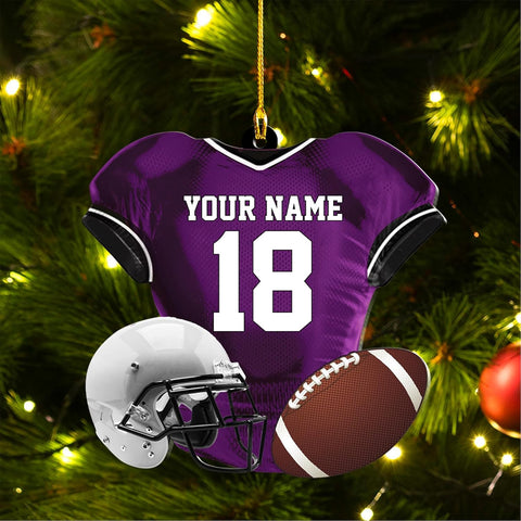 Artparel Personalized Football Ornament Customized Football Christmas Ornaments Football Ornament Christmas Hanging Décor Gift for Football Fans Football Gifts Gift for Football Player (FB 9)