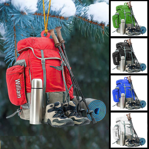 Personalized Hiking Ornaments for Christmas Tree, Hiking Ornament Gift for Hiker Women and Men, Mountain Hiking Ornament Gift for Hiking Lover, Mountain Climber, Through Hiker Ornament (Hiking 1)