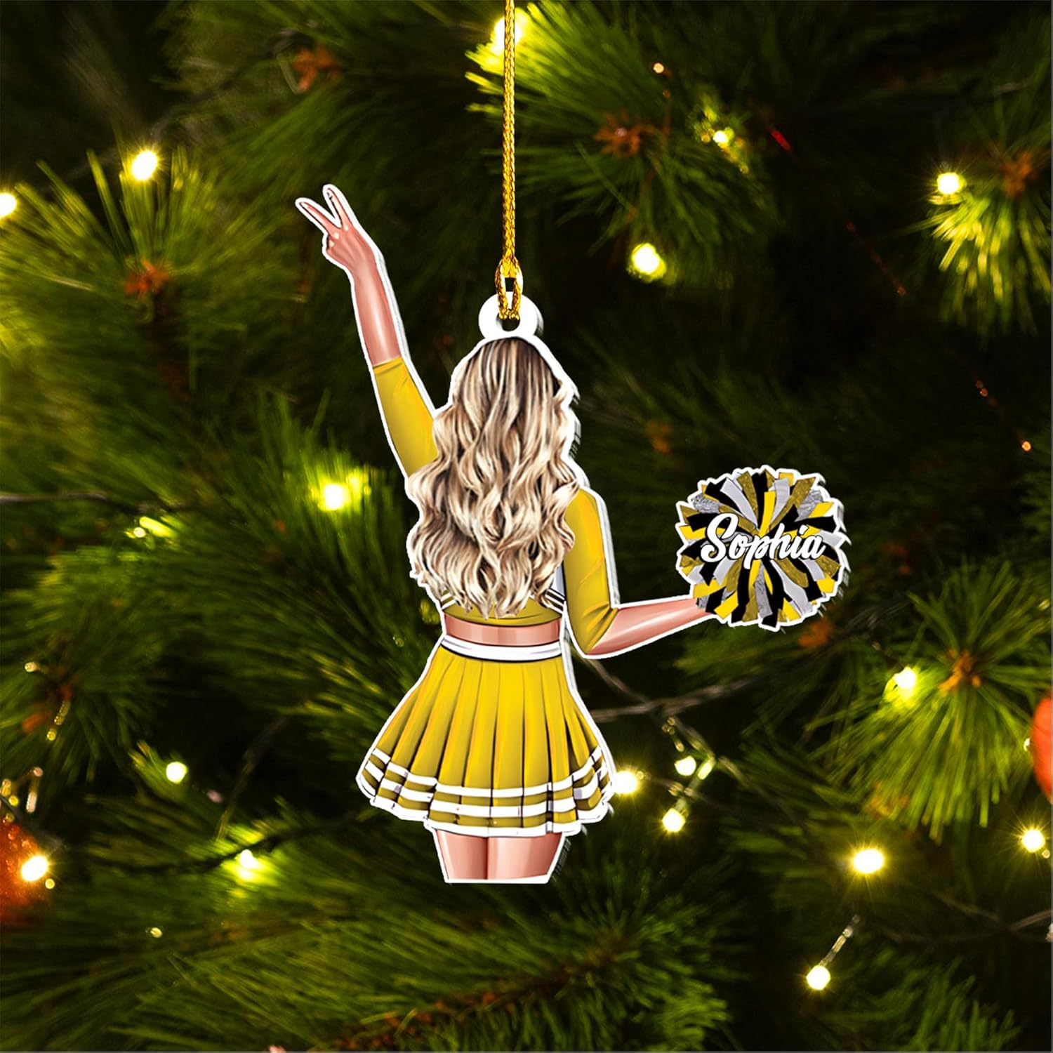 RoyalBro Personalized Cheerleader Christmas Ornament 2023, Cheer Girl Dancer with Pompom, Cheerleading Lovers Ornaments Cheerleading Ornament Gift Cheer Cheerleader Ornaments Xmas (C16)