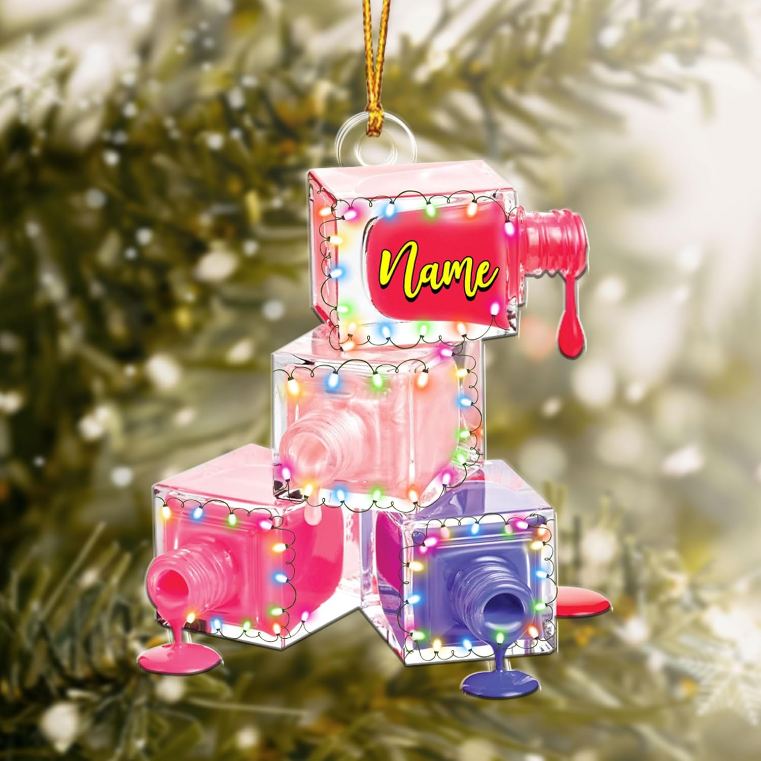 AOVL Personalized Nail Ornament,Nail Technician Ornament, Nail Technician Ornaments, Makeup Ornaments Makeup Christmas Ornament, Nail tech Gifts, Nail Technician Gifts (Nail 4)