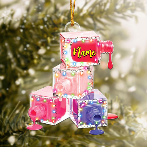 AOVL Personalized Nail Ornament,Nail Technician Ornament, Nail Technician Ornaments, Makeup Ornaments Makeup Christmas Ornament, Nail tech Gifts, Nail Technician Gifts (Nail 4)