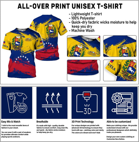 Royal Fight Personalized Coat of Arms Shirt with Venezuela Flag - Pride Shirts for Men & Women