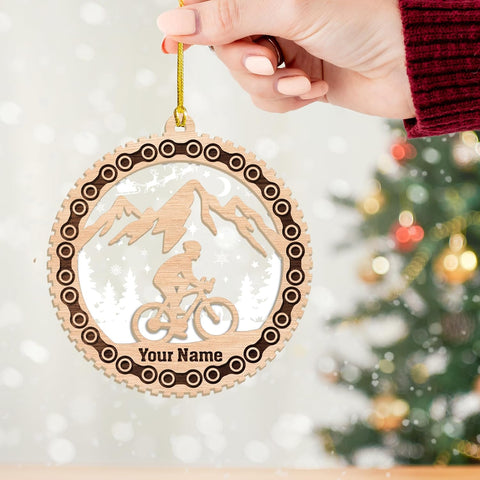 Personalized Bicycle Christmas Ornaments 2024, Cycling Suncatcher Wooden Ornament Mountain Bikes Ornament Racing Bicycle for Christmas 2024, Cycling Biking Bicycle Ornament (Bicycle 1)